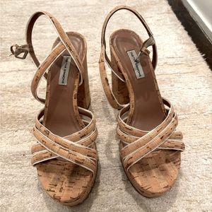 Tabitha Simmons cork sandals with elevated platform size 38.5. Great for summer
